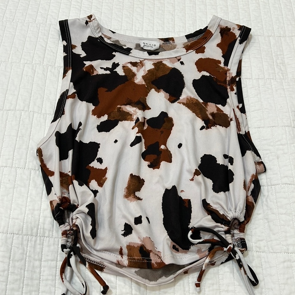 Cow Print Crop Tank Top